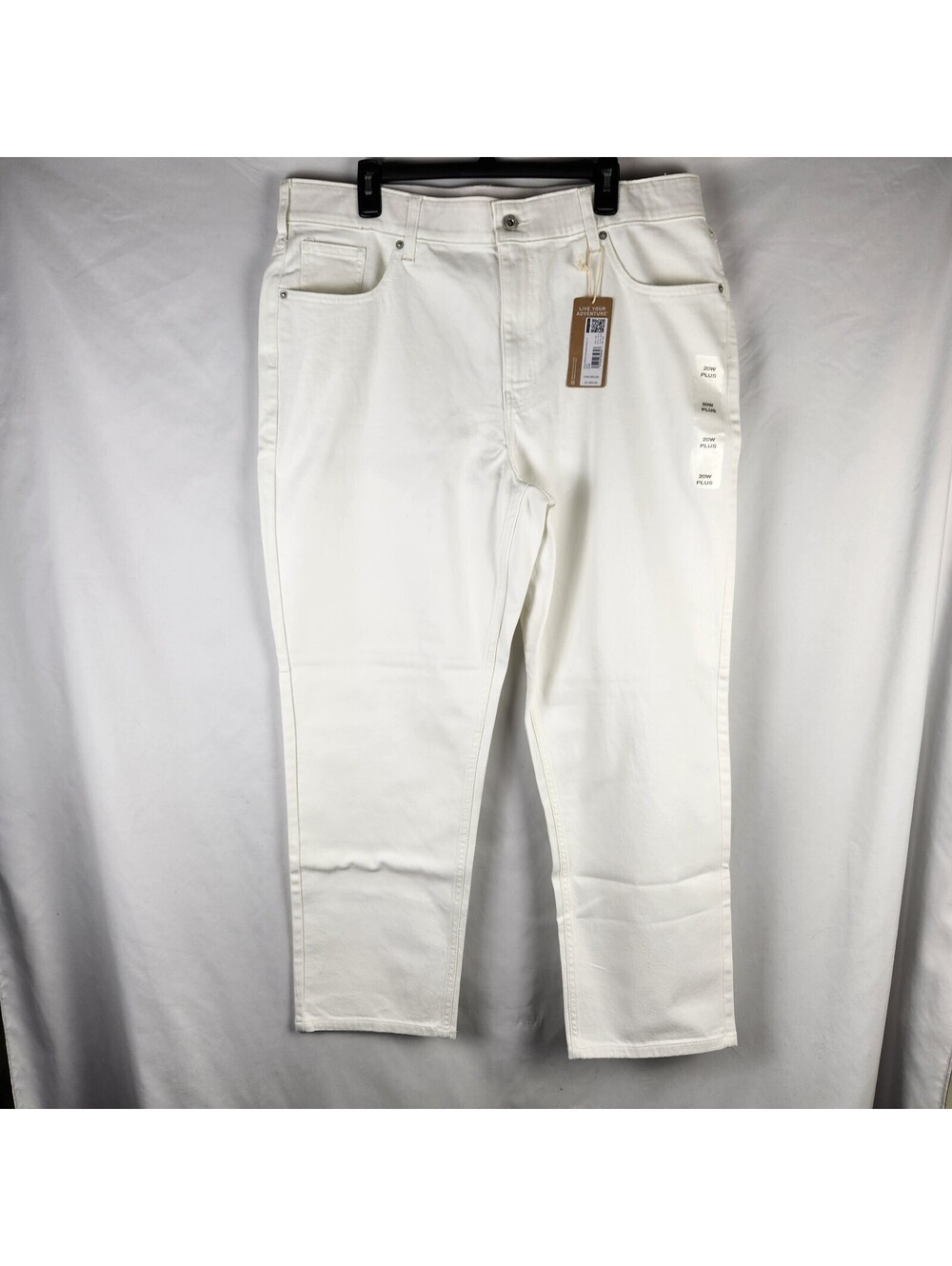 NWT Eddie Bauer Authentic Voyager Perfect Straight Denim Jeans White Plus Sz 20W